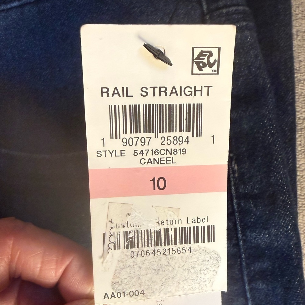 NWT Style & Co. Ladies Size 10 Rail Straight Dark Wash Mid-Rise Dress Jeans - Picture 13 of 13